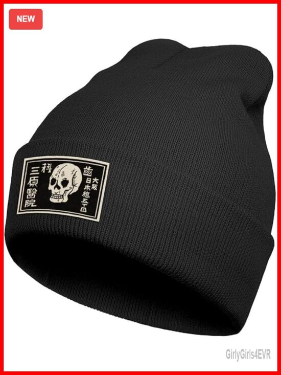 Accessories - Warm Knitted Beanie Hat for Winter Embroidery Hip Hop Cap
